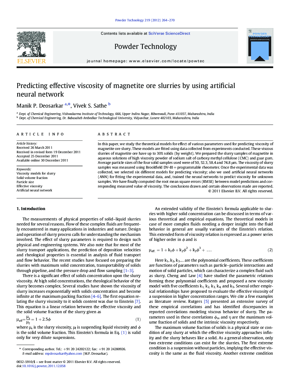 Predicting effective viscosity of magnetite ore slurries by using artificial neural network