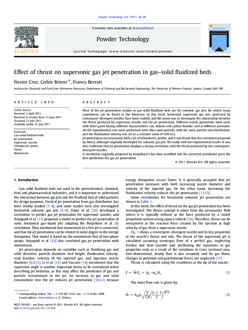 Effect of thrust on supersonic gas jet penetration in gas–solid fluidized beds