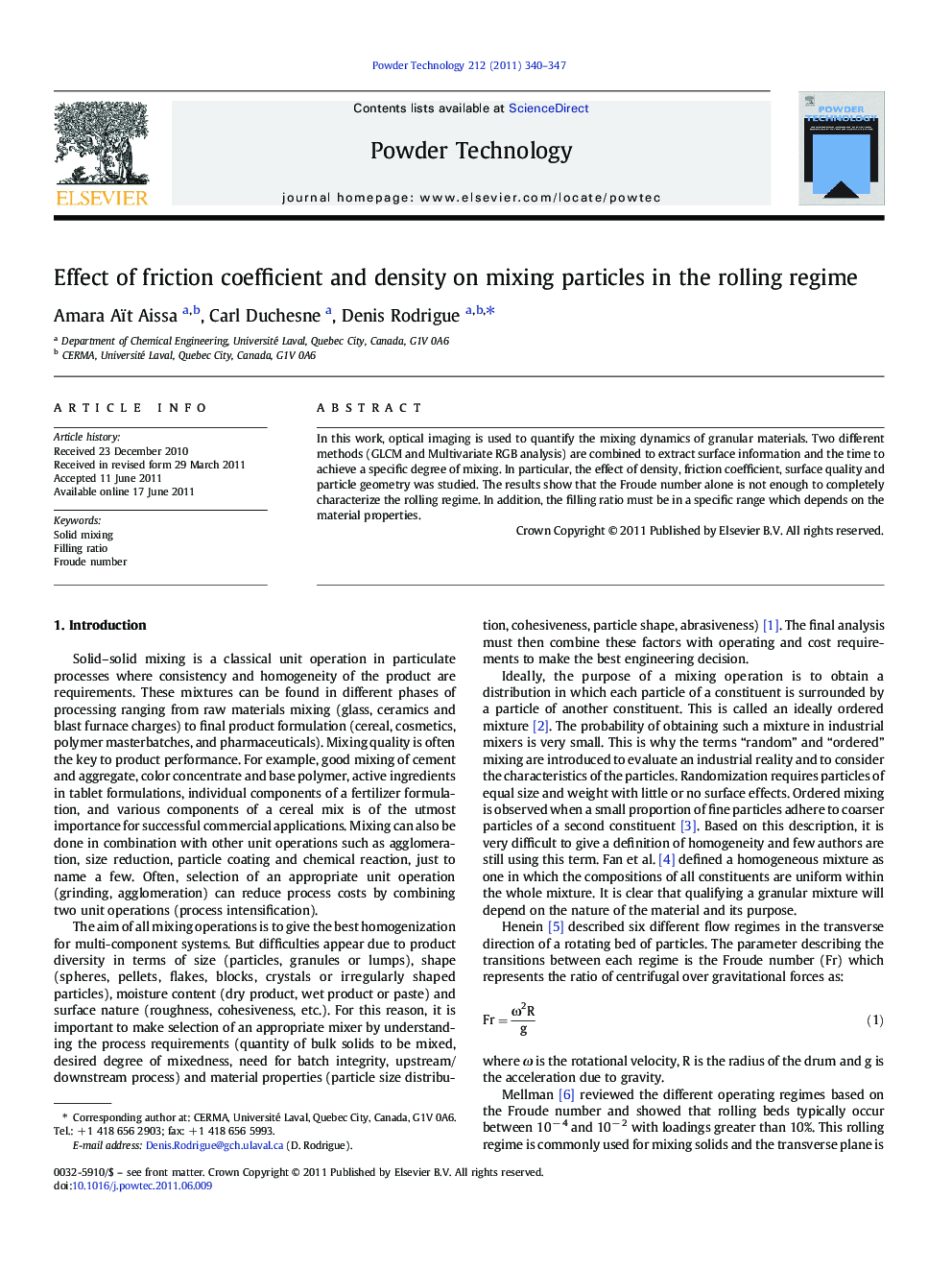 Effect of friction coefficient and density on mixing particles in the rolling regime