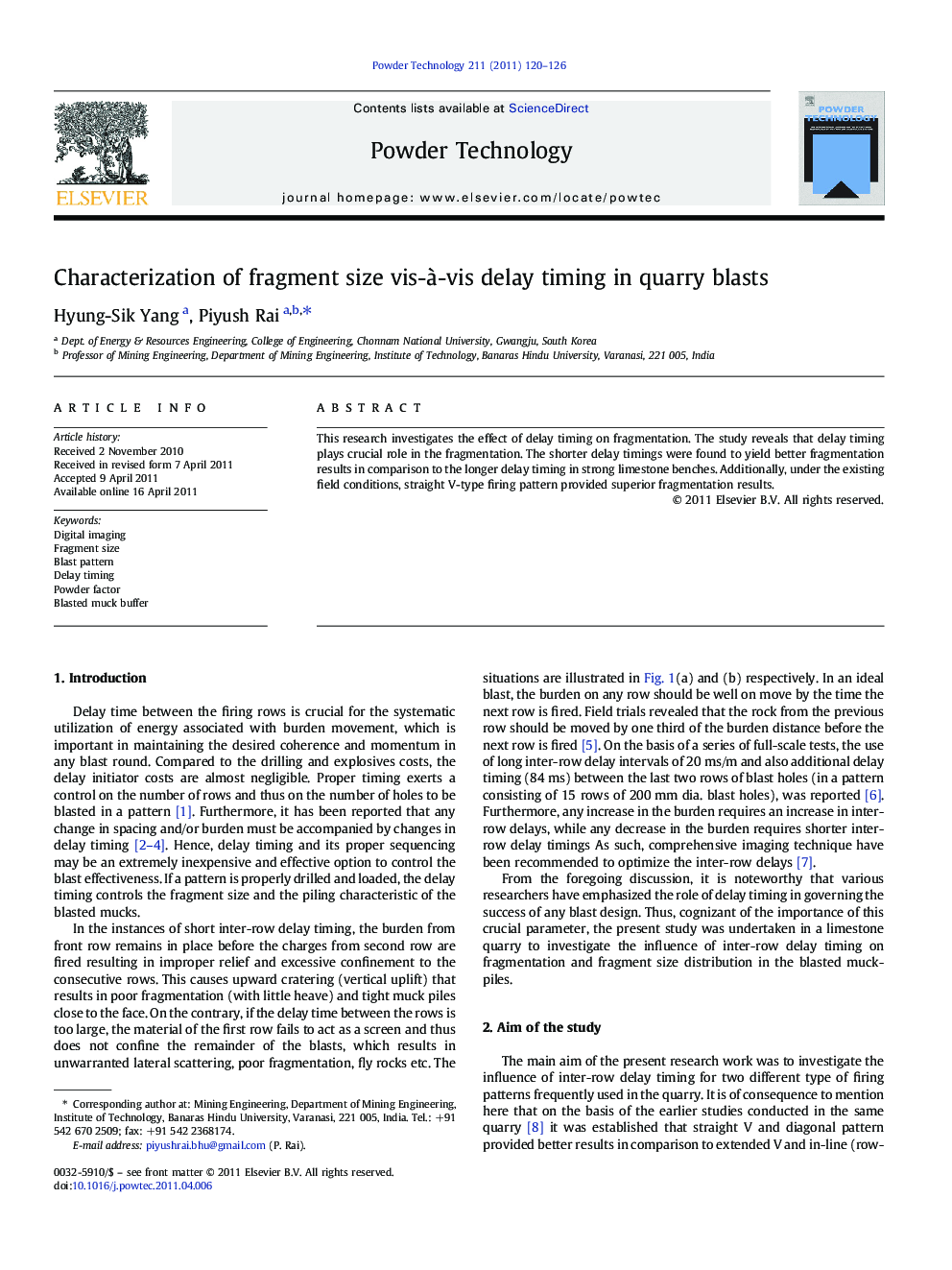 Characterization of fragment size vis-à-vis delay timing in quarry blasts