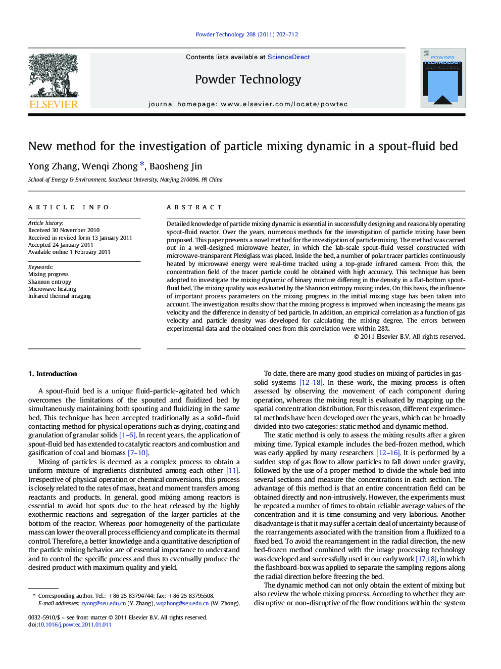 New method for the investigation of particle mixing dynamic in a spout-fluid bed