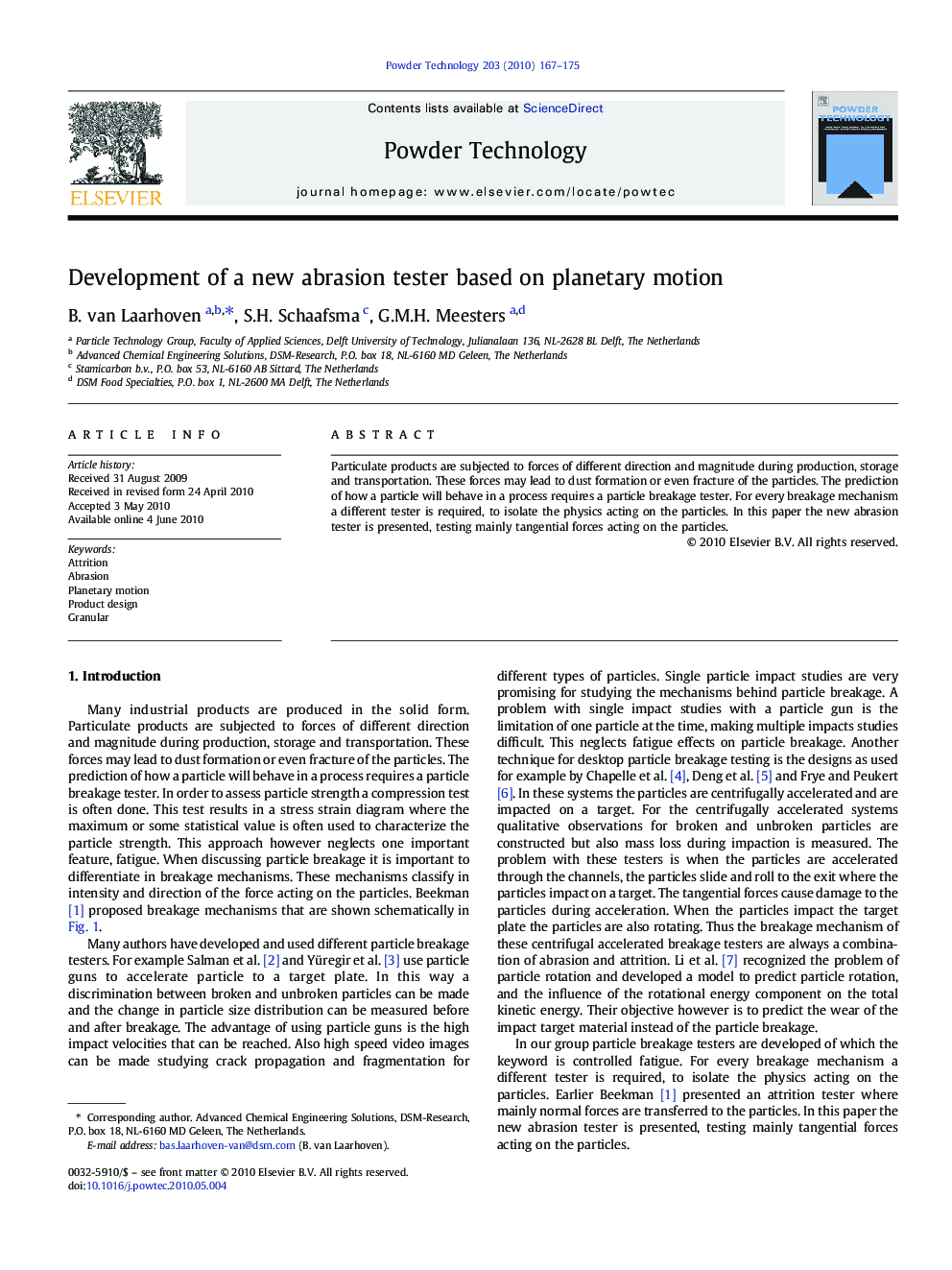 Development of a new abrasion tester based on planetary motion