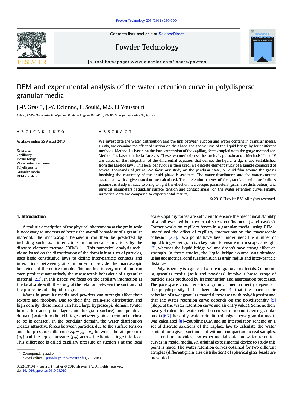 DEM and experimental analysis of the water retention curve in polydisperse granular media