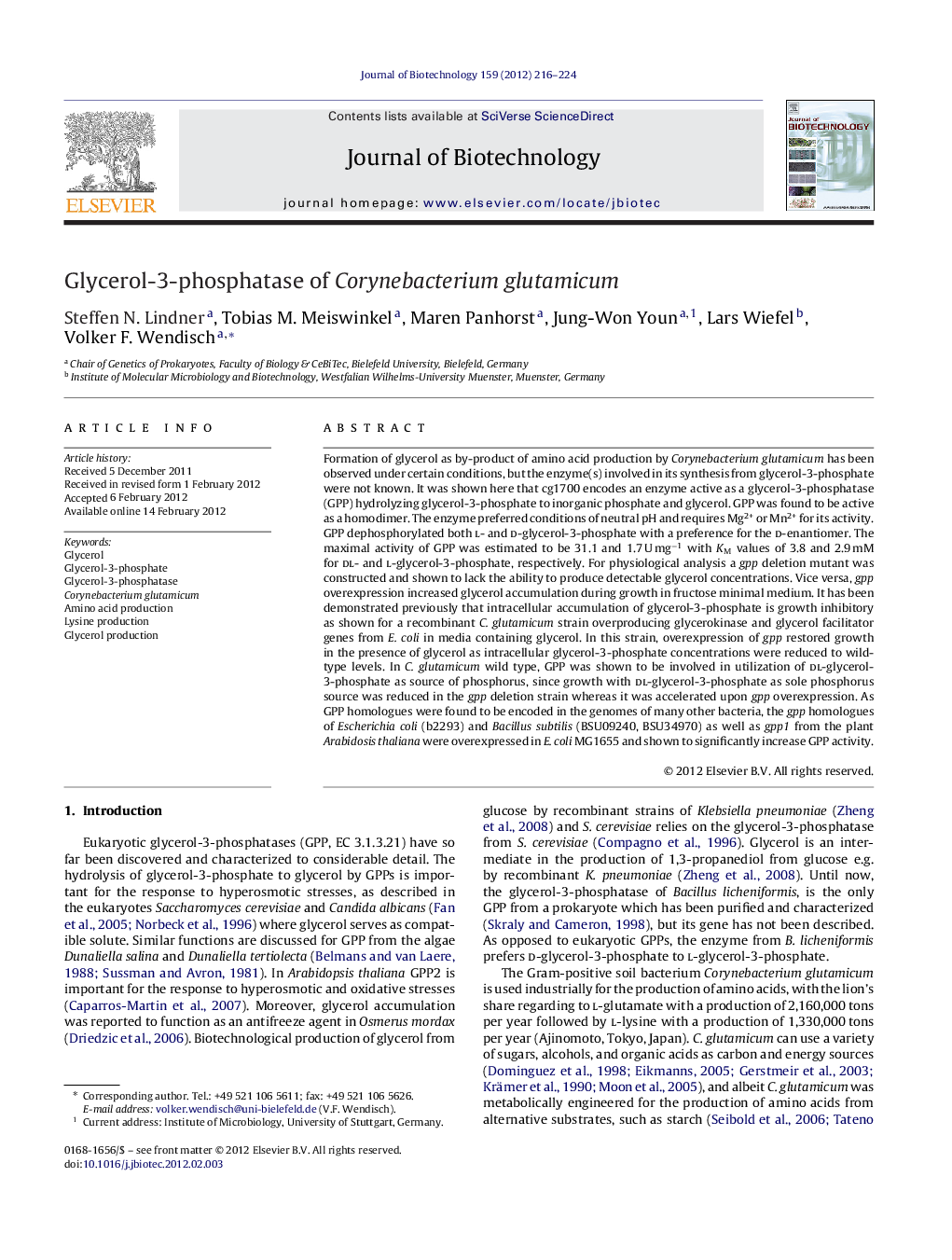 Glycerol-3-phosphatase of Corynebacterium glutamicum