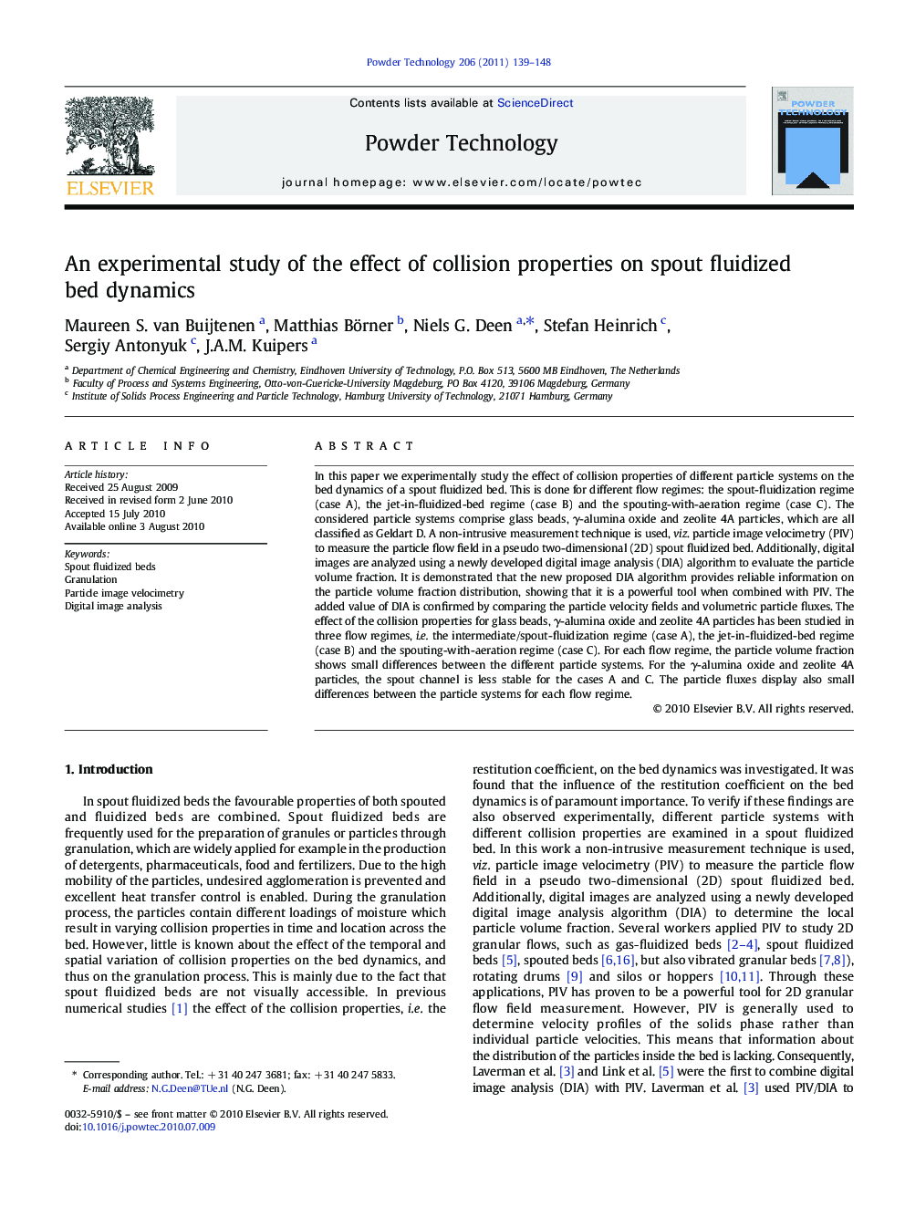 An experimental study of the effect of collision properties on spout fluidized bed dynamics