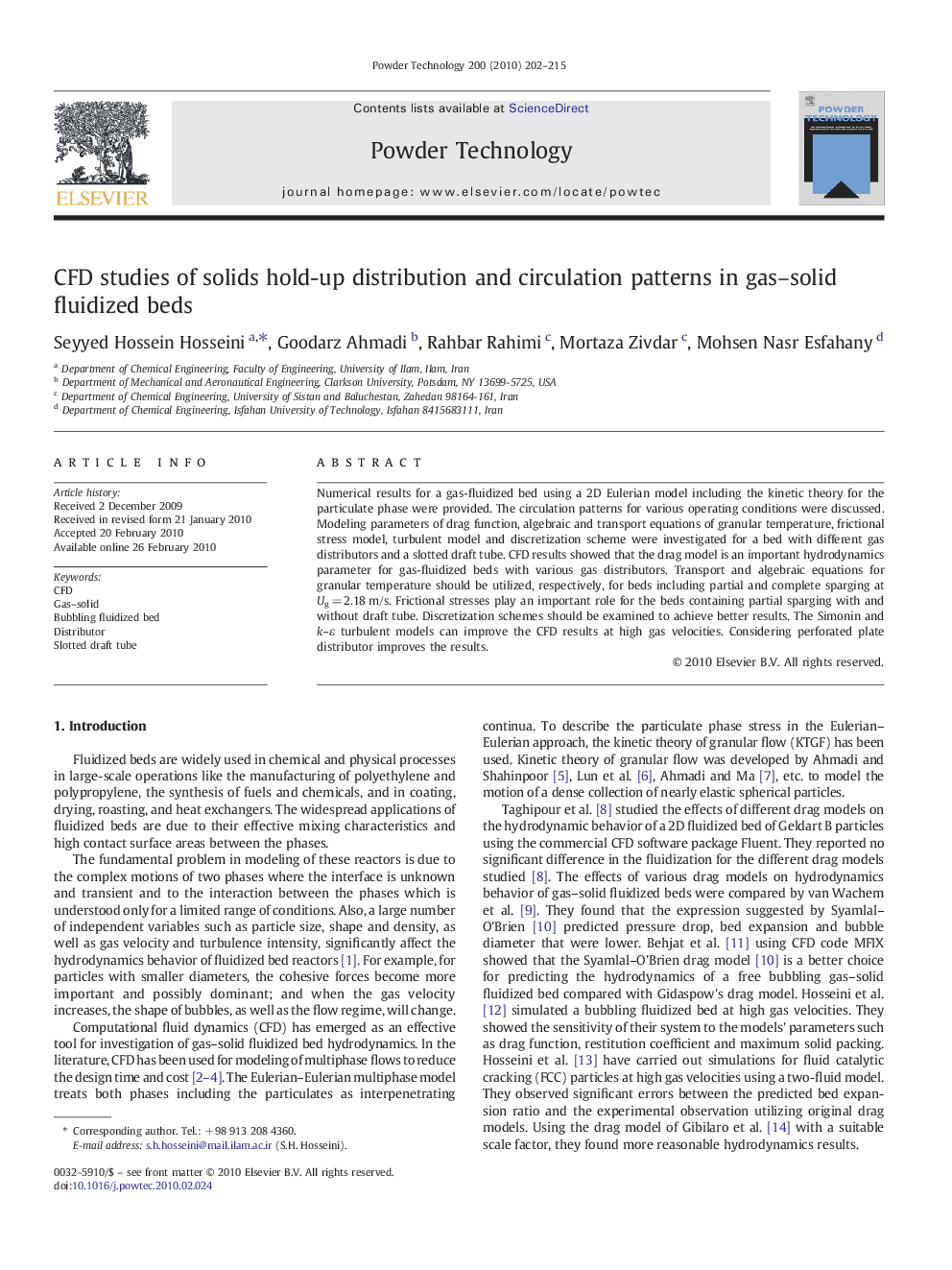 CFD studies of solids hold-up distribution and circulation patterns in gas–solid fluidized beds