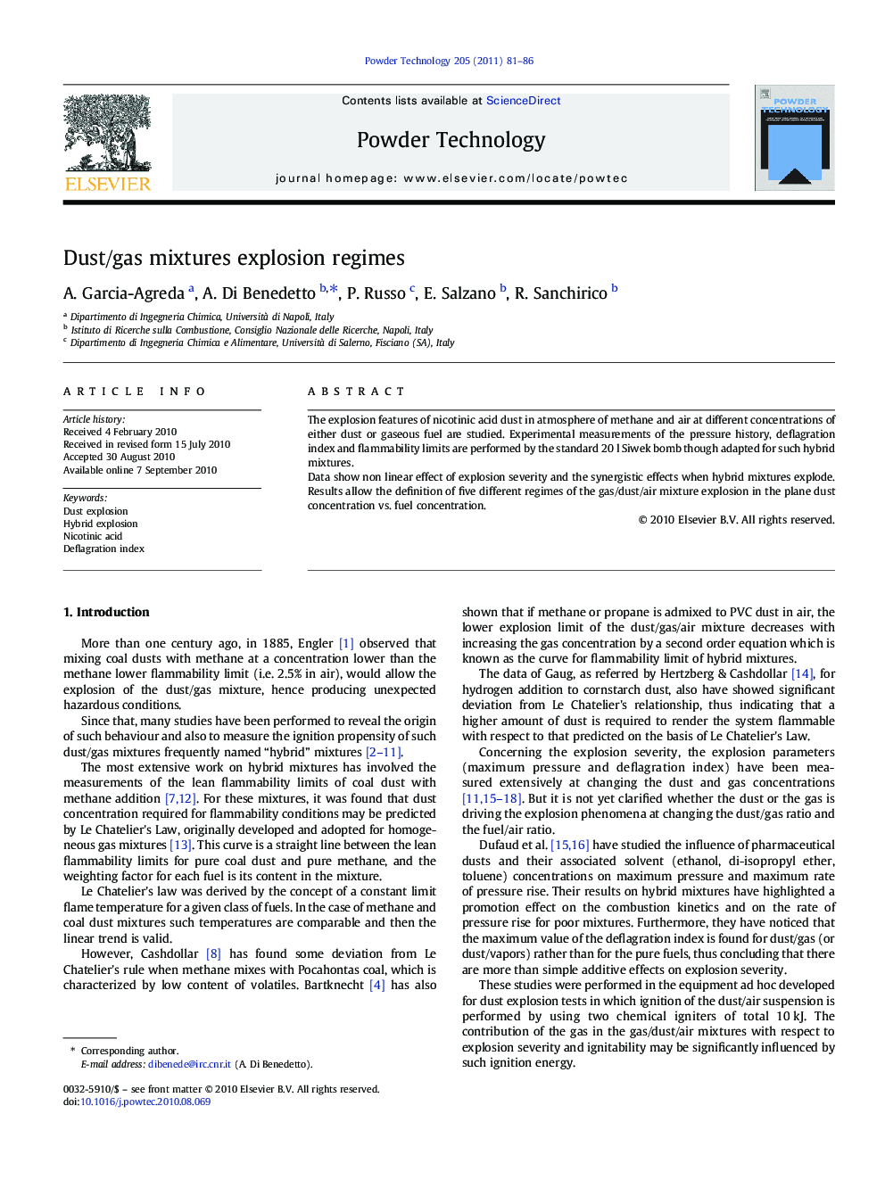 Dust/gas mixtures explosion regimes