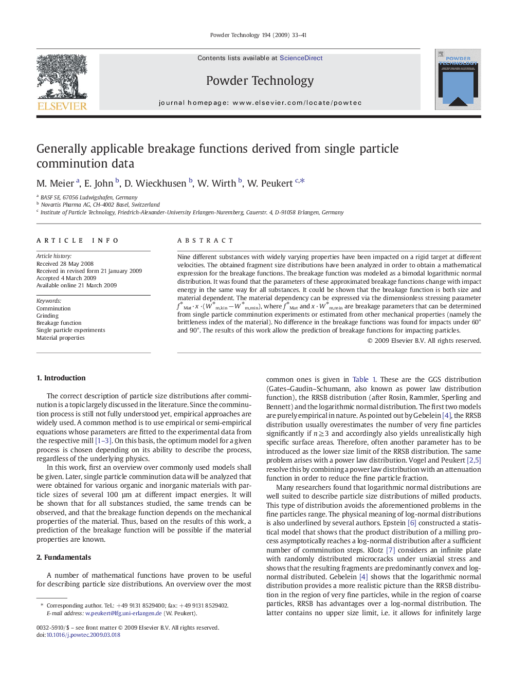 Generally applicable breakage functions derived from single particle comminution data