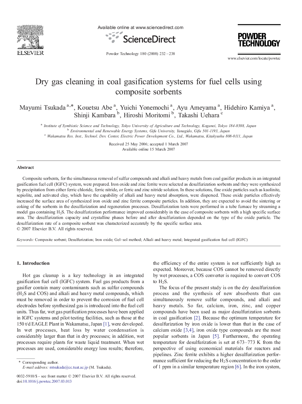 Dry gas cleaning in coal gasification systems for fuel cells using composite sorbents