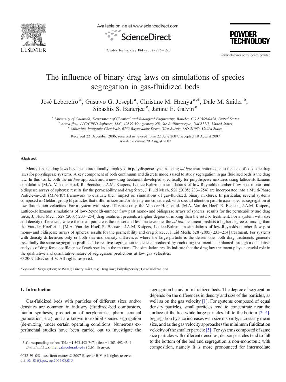 The influence of binary drag laws on simulations of species segregation in gas-fluidized beds