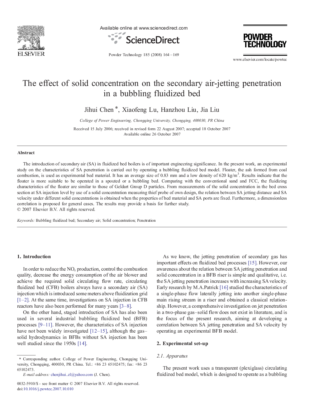 The effect of solid concentration on the secondary air-jetting penetration in a bubbling fluidized bed