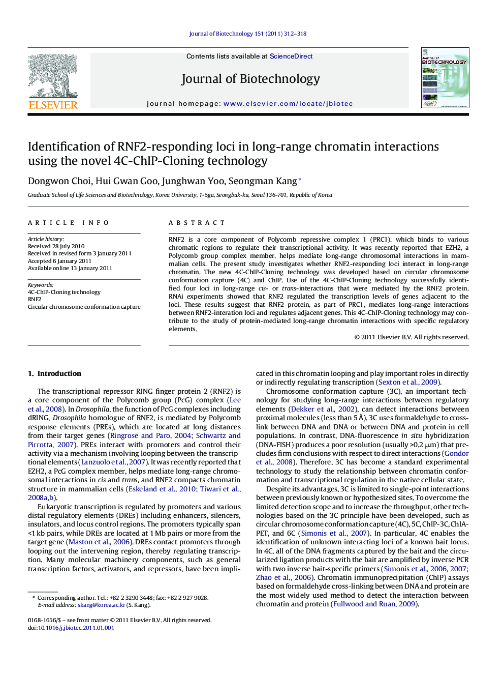 Identification of RNF2-responding loci in long-range chromatin interactions using the novel 4C-ChIP-Cloning technology