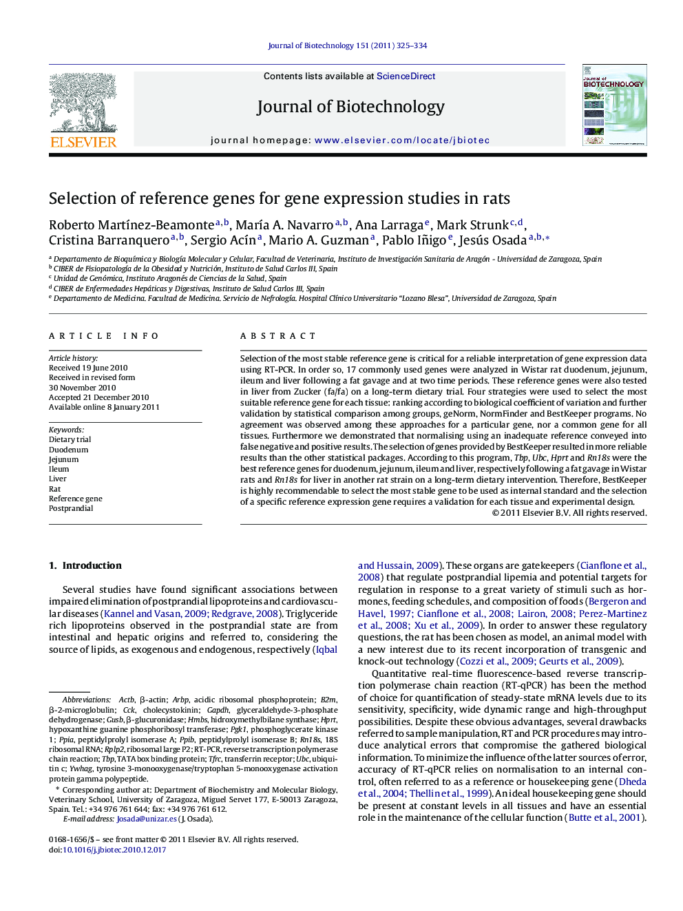 Selection of reference genes for gene expression studies in rats