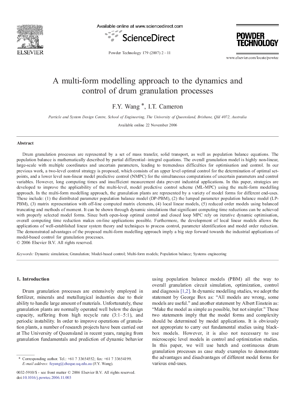 A multi-form modelling approach to the dynamics and control of drum granulation processes