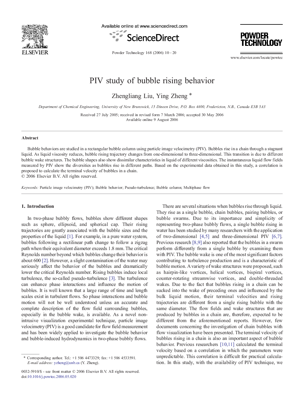 PIV study of bubble rising behavior