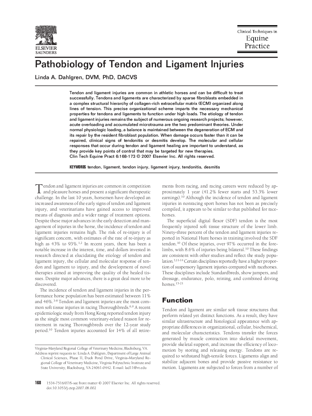 Pathobiology of Tendon and Ligament Injuries