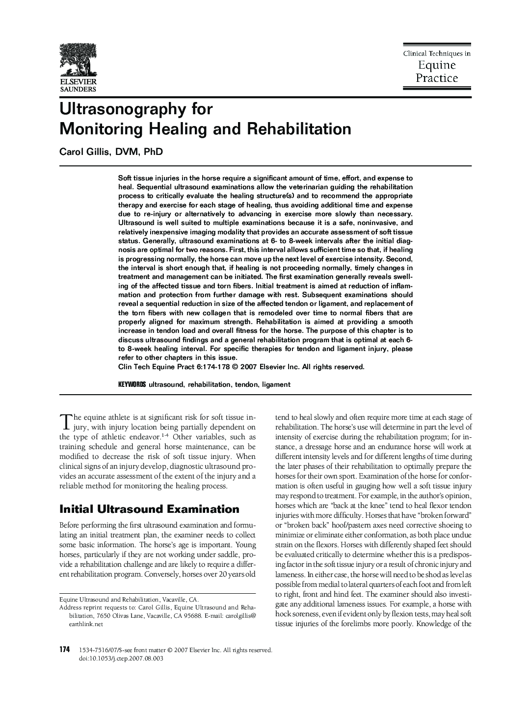 Ultrasonography for Monitoring Healing and Rehabilitation