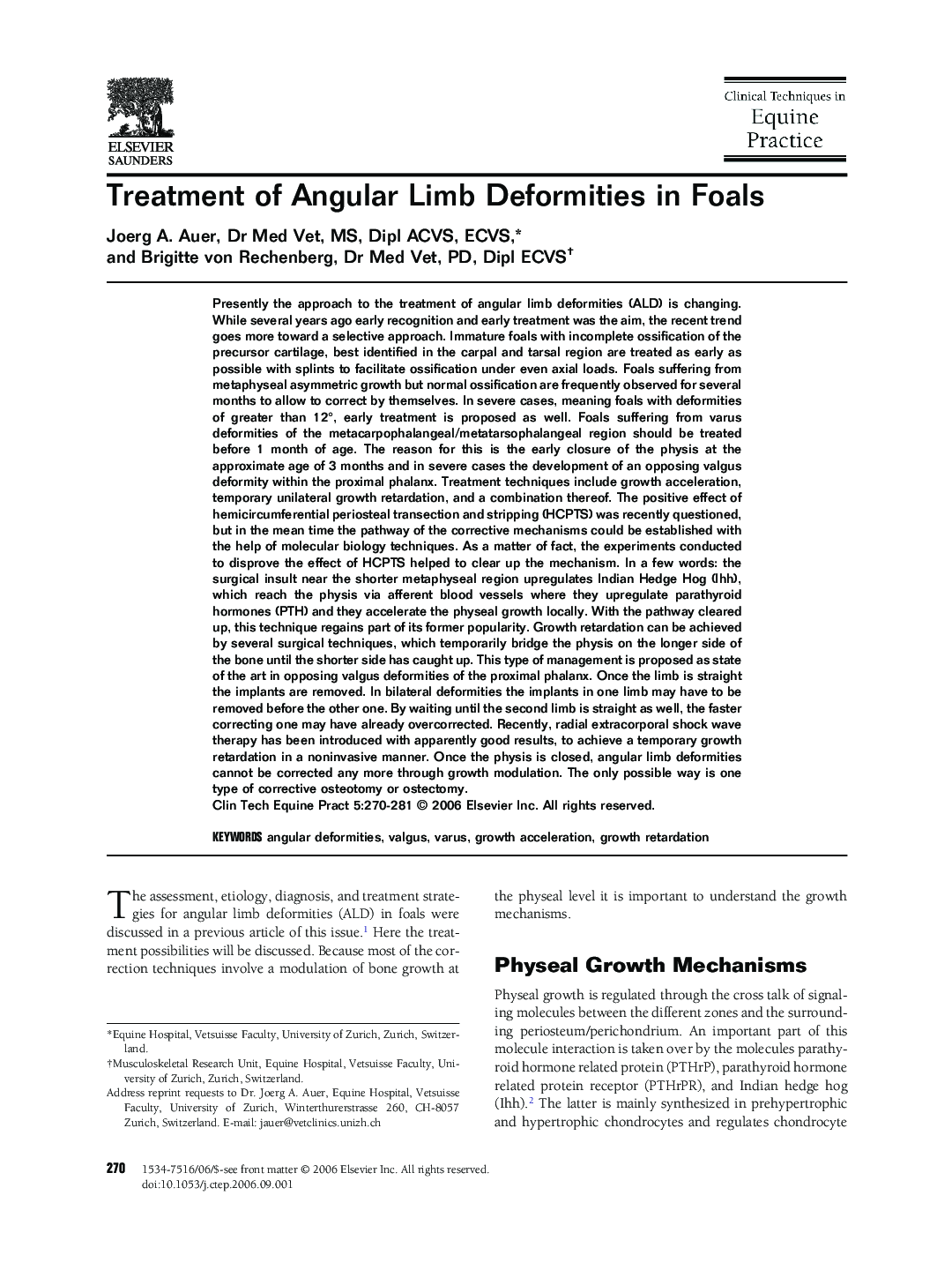 Treatment of Angular Limb Deformities in Foals