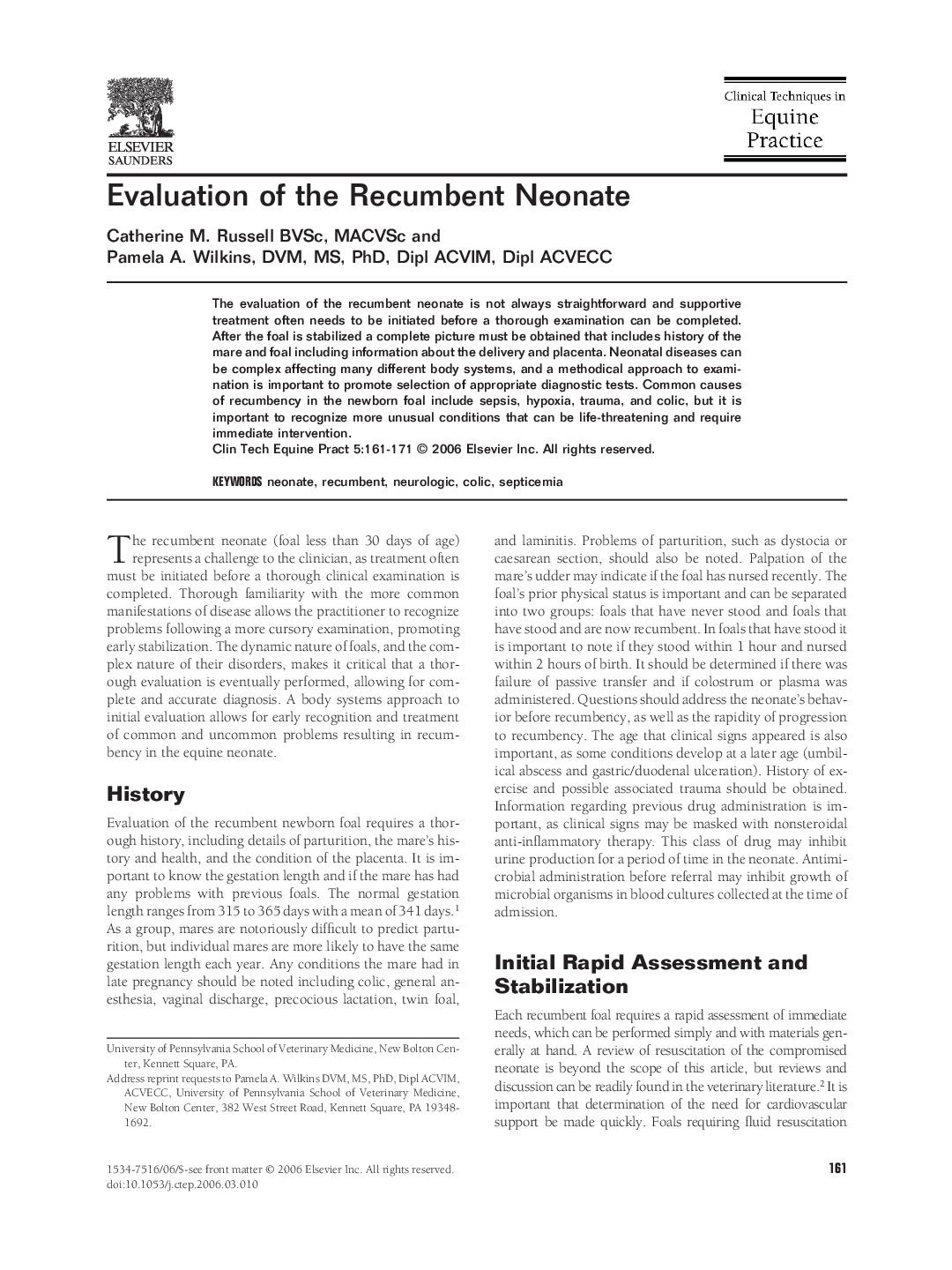 Evaluation of the Recumbent Neonate