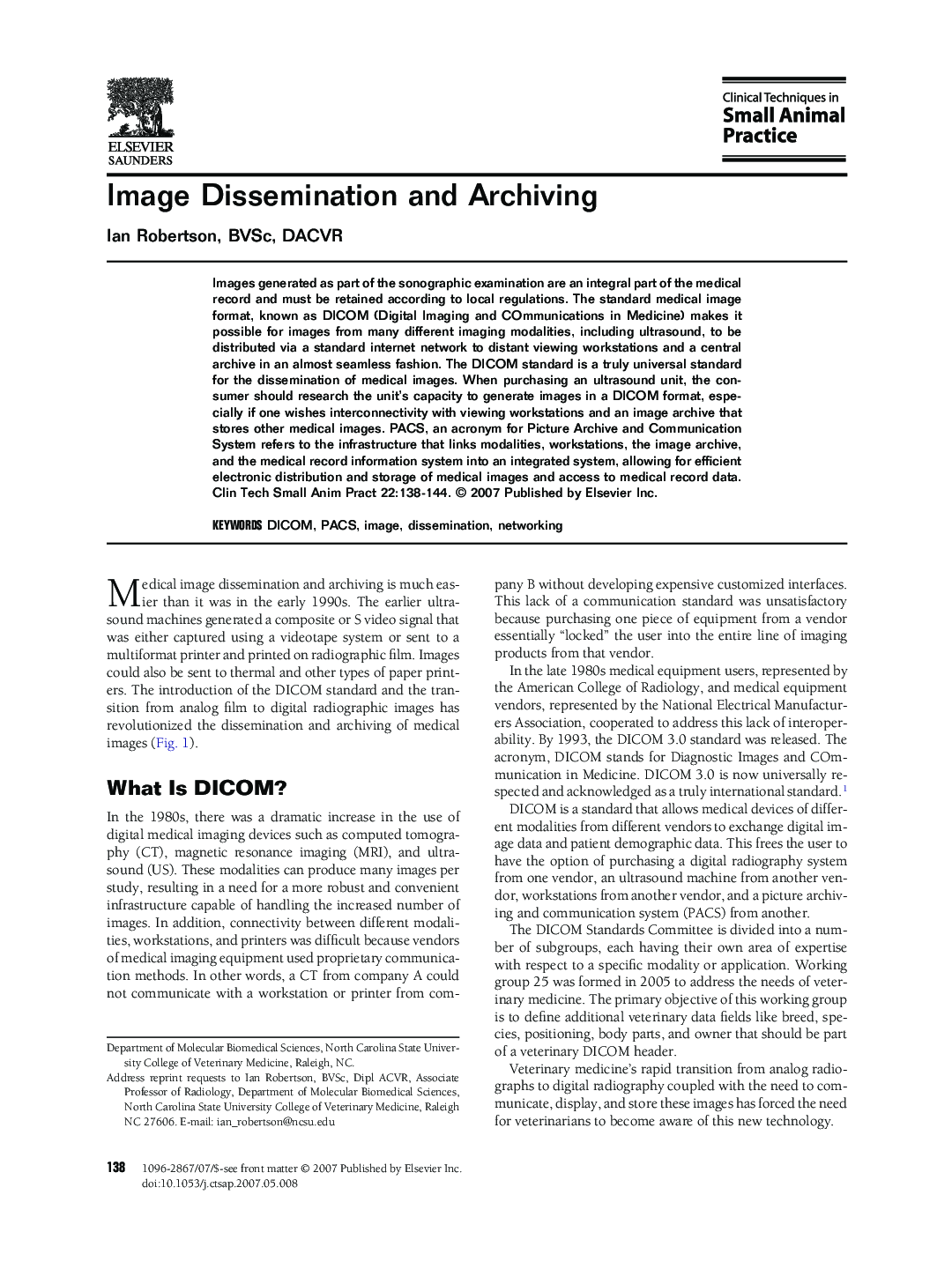 Image Dissemination and Archiving