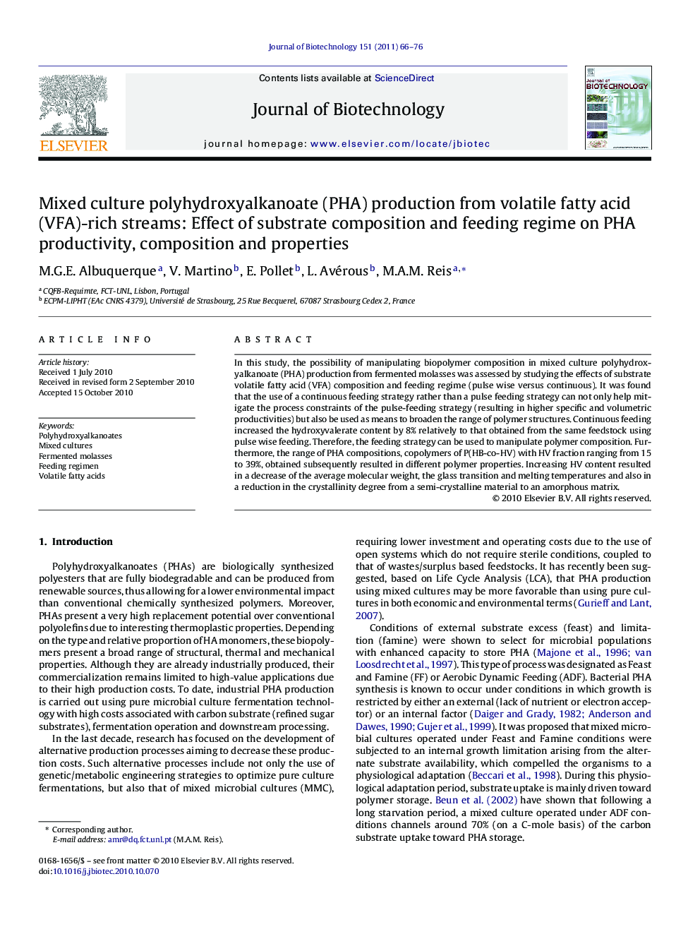 Mixed culture polyhydroxyalkanoate (PHA) production from volatile fatty acid (VFA)-rich streams: Effect of substrate composition and feeding regime on PHA productivity, composition and properties