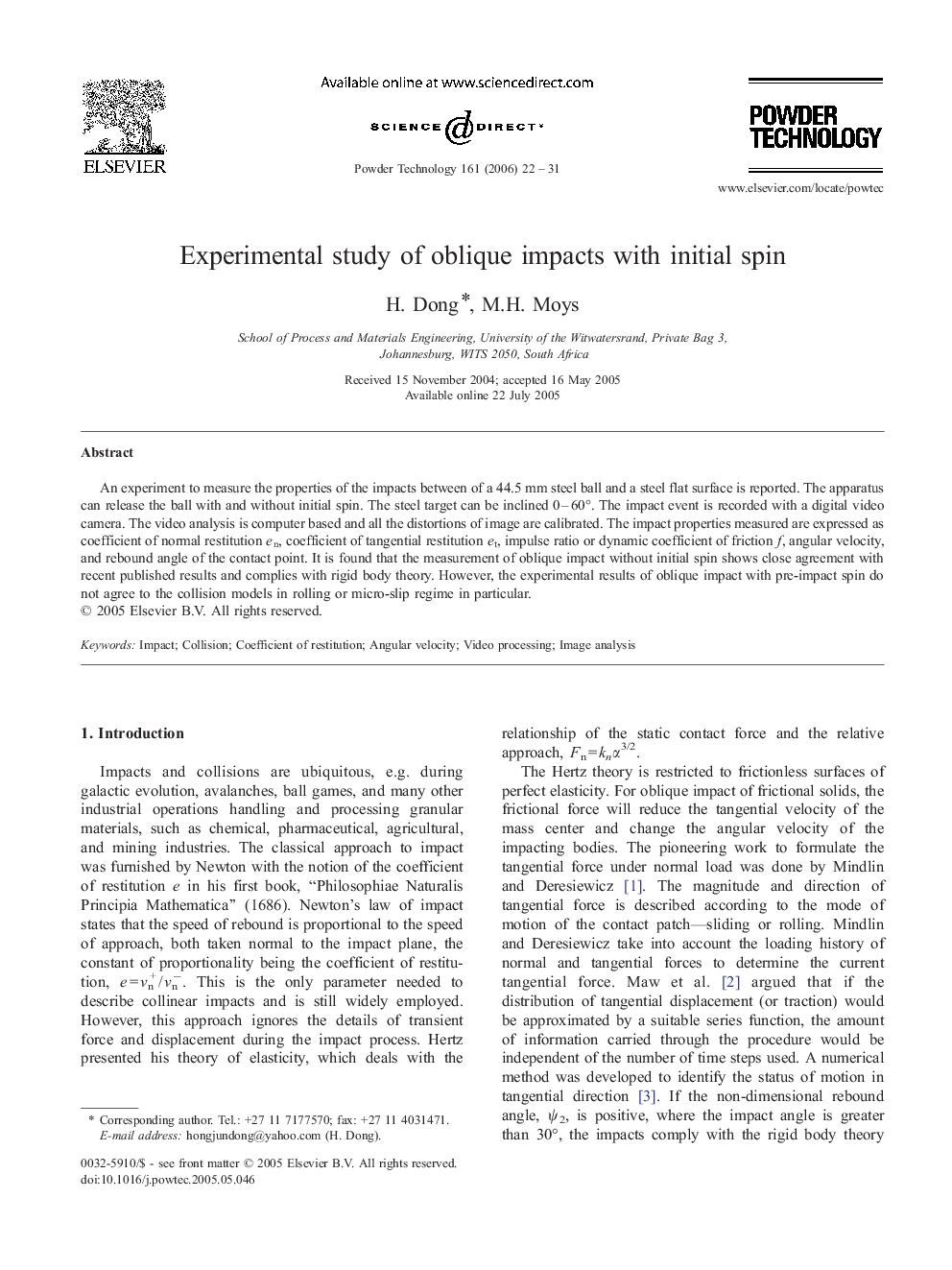 Experimental study of oblique impacts with initial spin