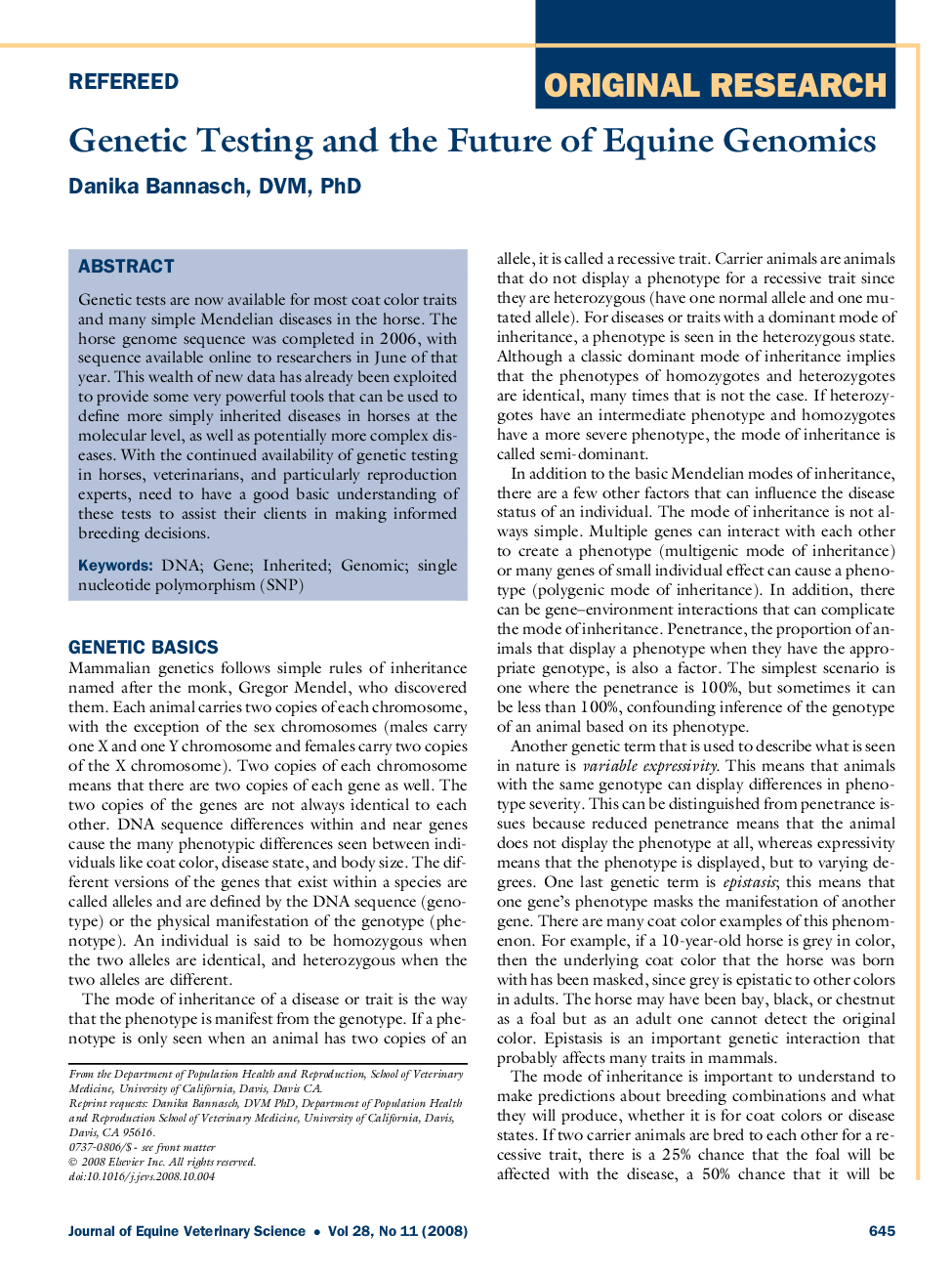 Genetic Testing and the Future of Equine Genomics 