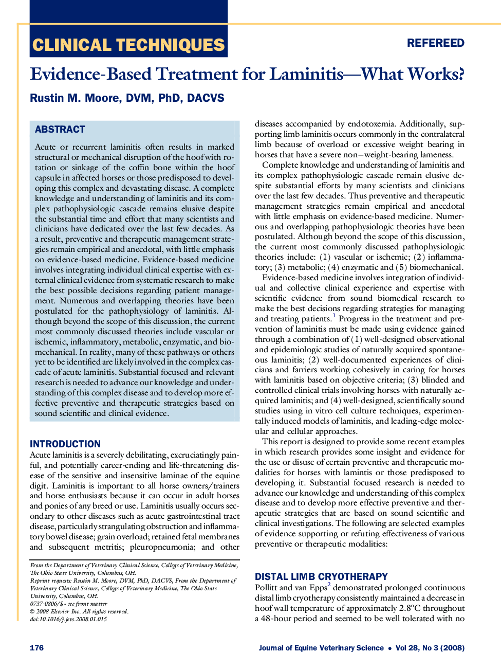 Evidence-Based Treatment for Laminitis—What Works? 
