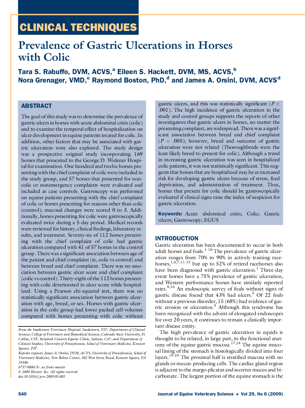 Prevalence of Gastric Ulcerations in Horses with Colic