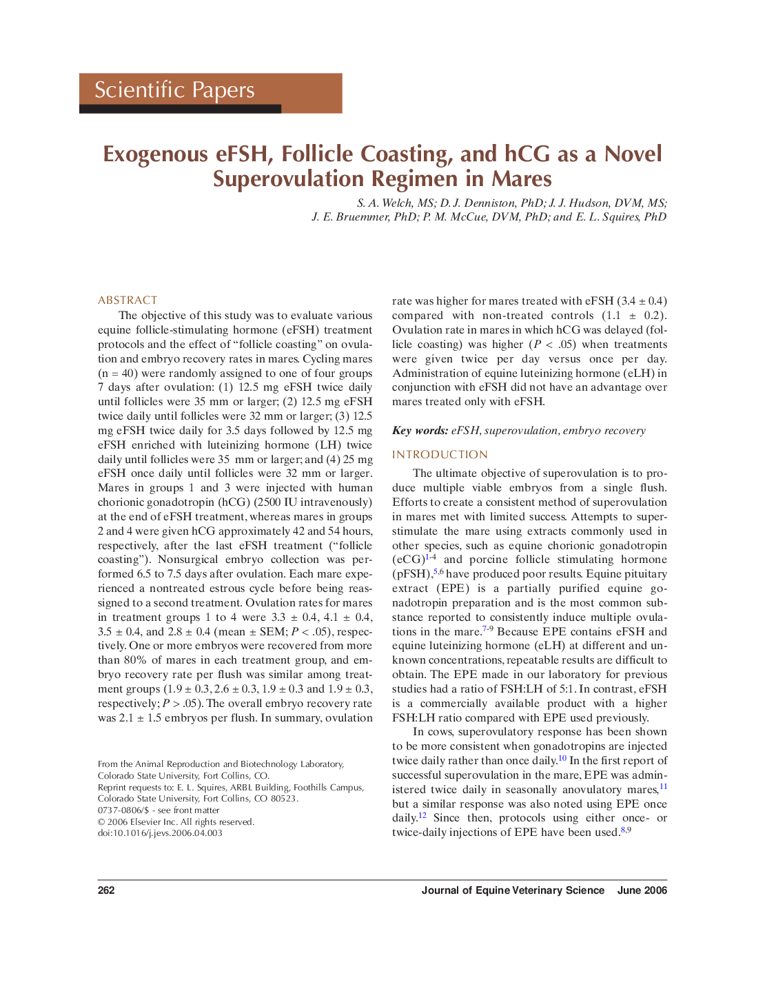 Exogenous eFSH, follicle coasting, and hCG as a novel superovulation regimen in mares