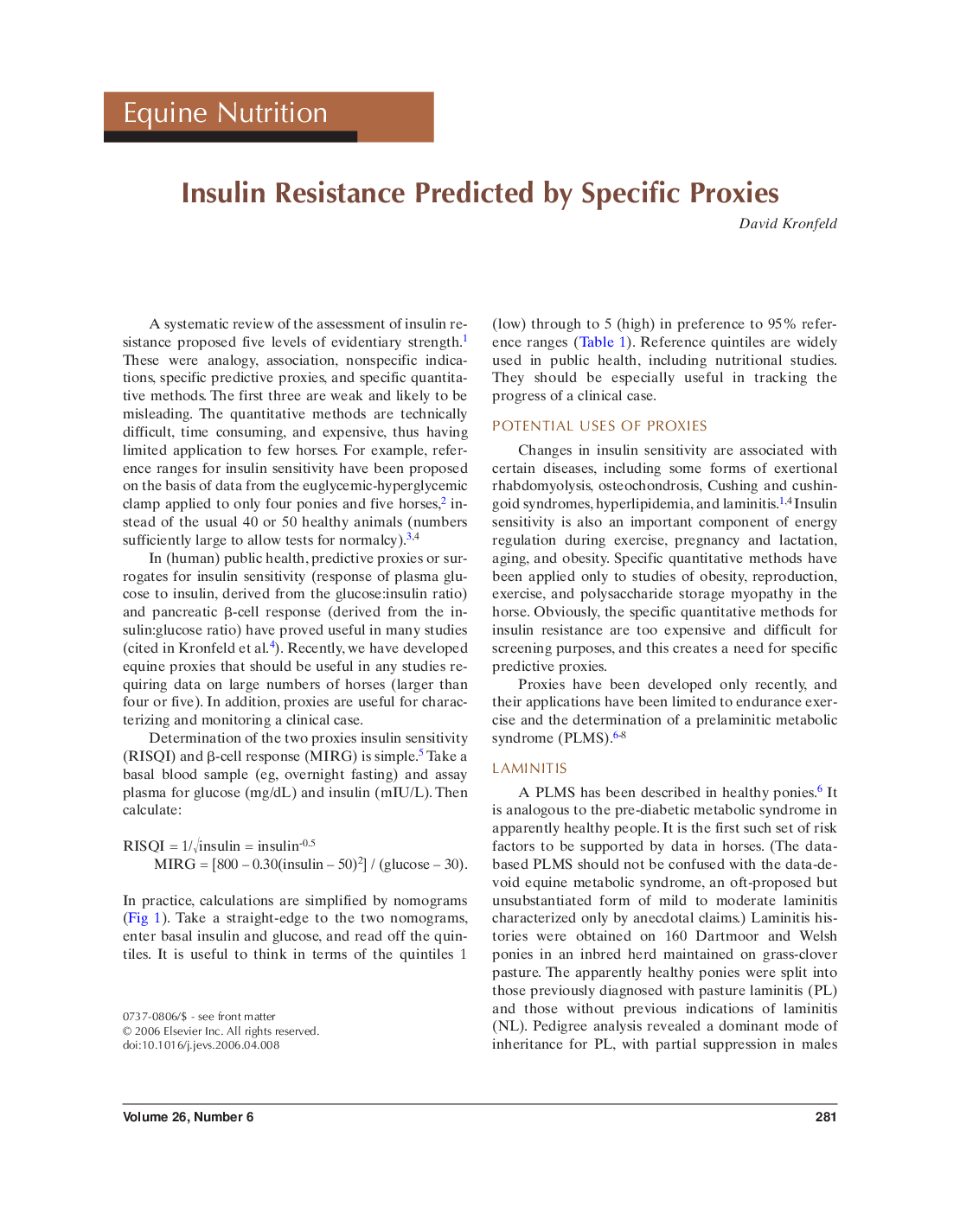 Insulin resistance predicted by specific proxies