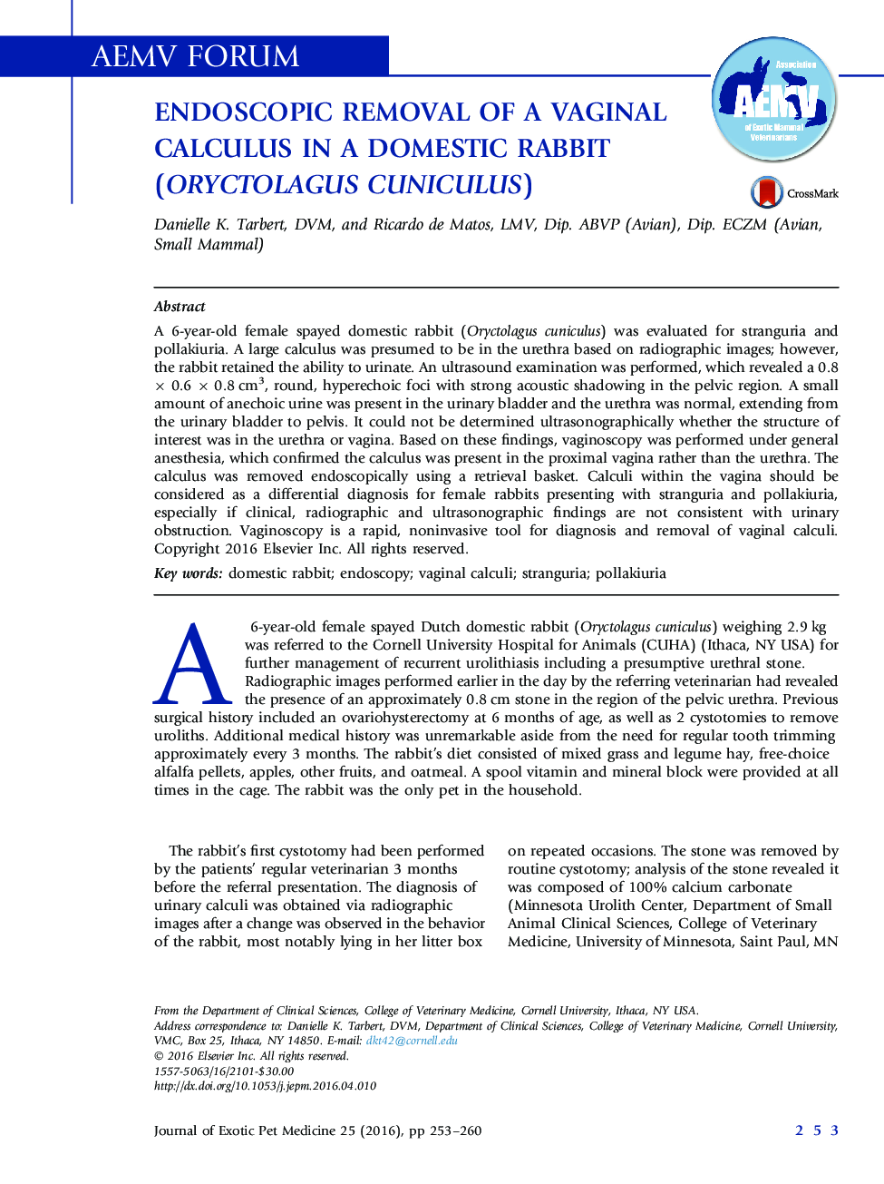 حذف تشخیصی از یک حساب دیفرانسیل واژن در خرگوش خانگی(Oryctolagus cuniculus)
