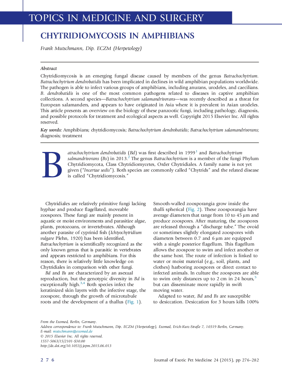 Chytridiomycosis in Amphibians