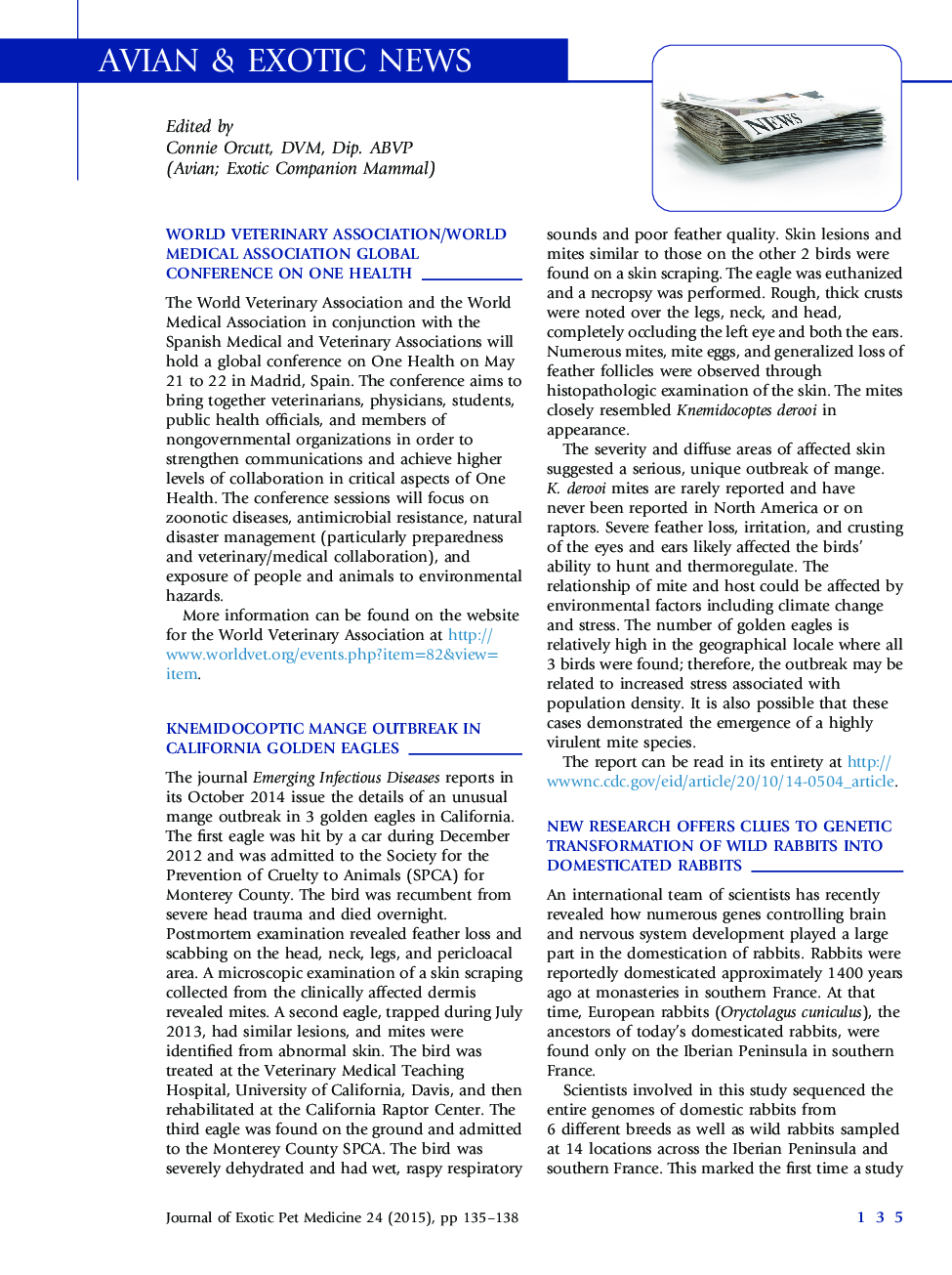 عکس صفحه اول مقاله: JEPM April 2015: Avian & Exotic News JEPM April 2015: Avian & Exotic News
