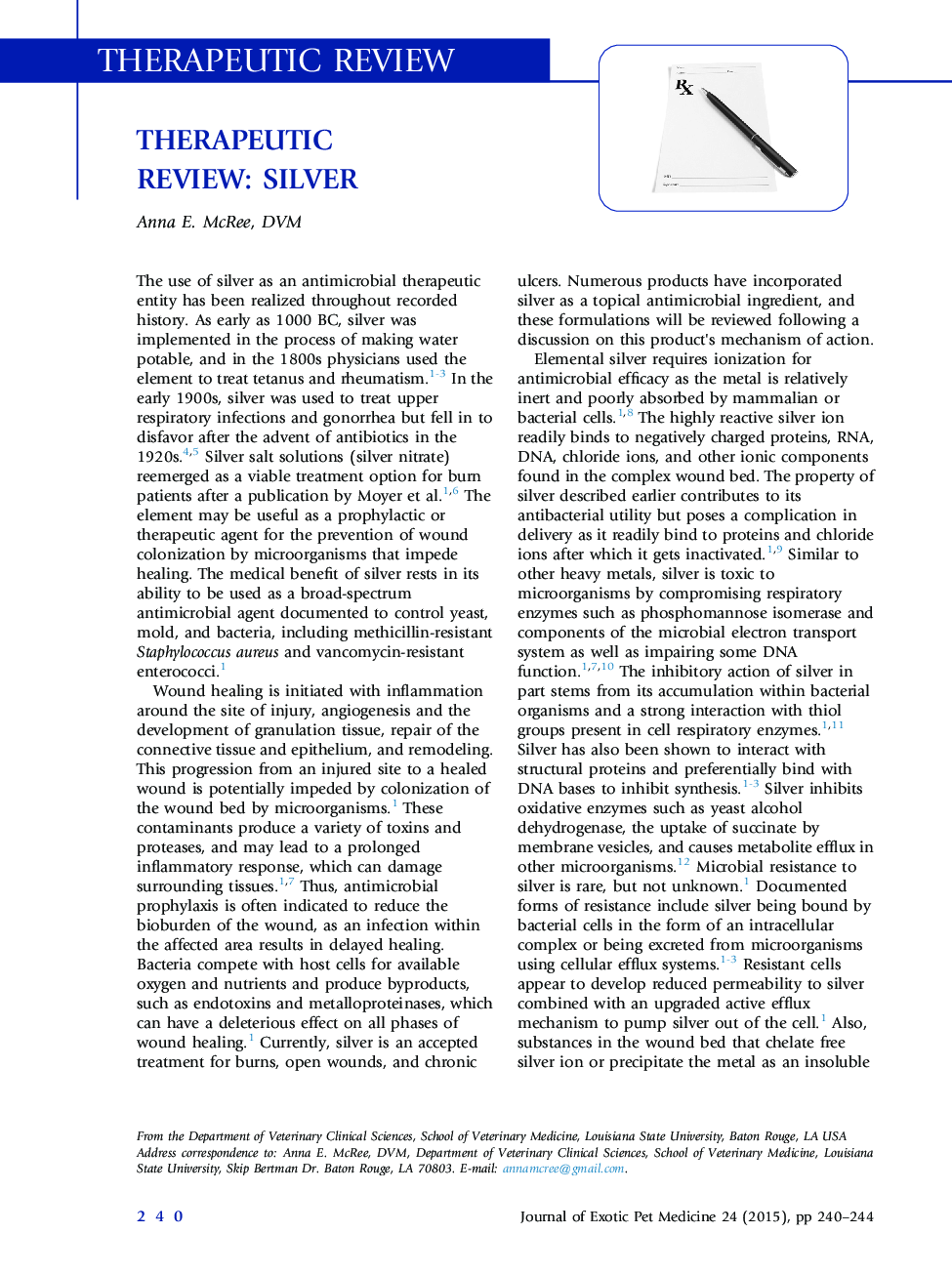 Therapeutic Review: Silver