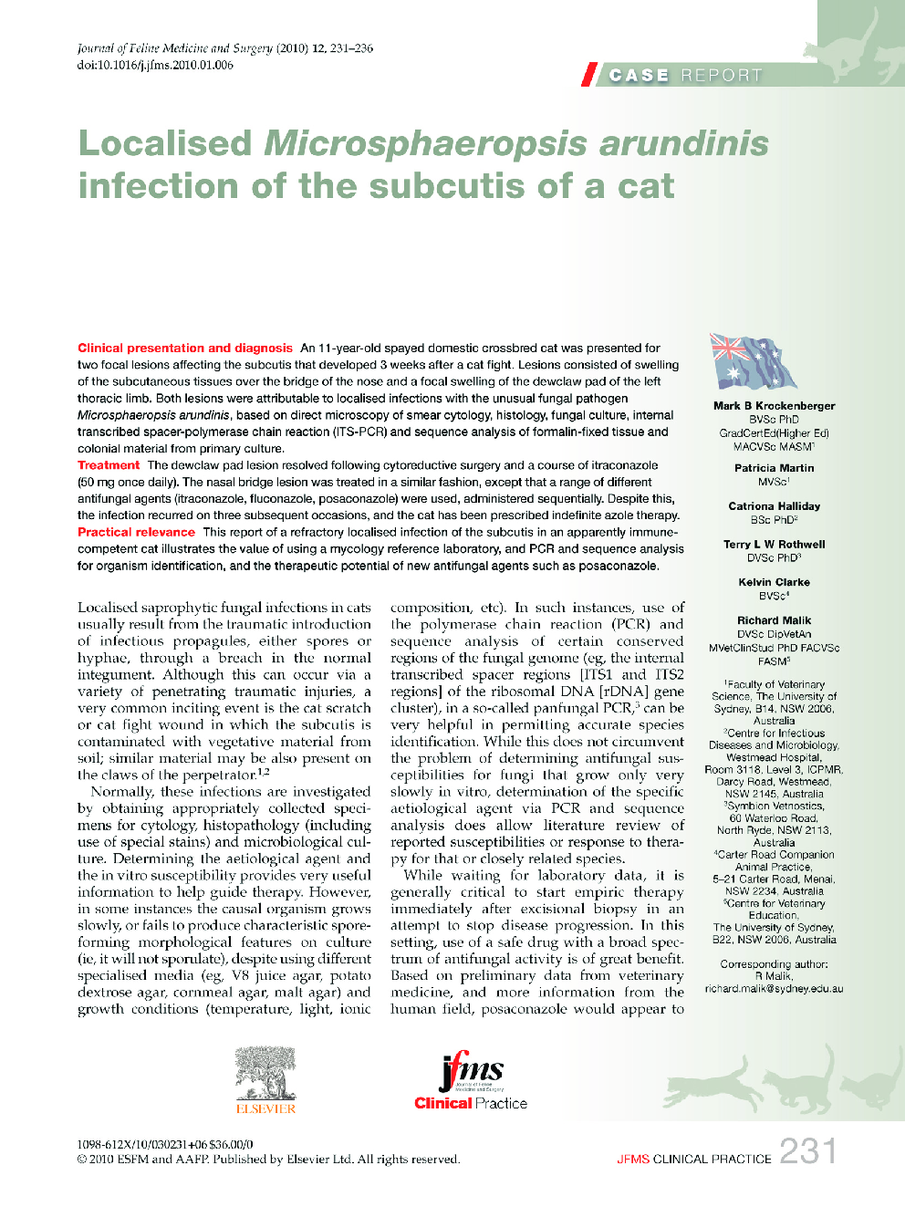 Localised microsphaeropsis arundinis infection of the subcutis of a cat