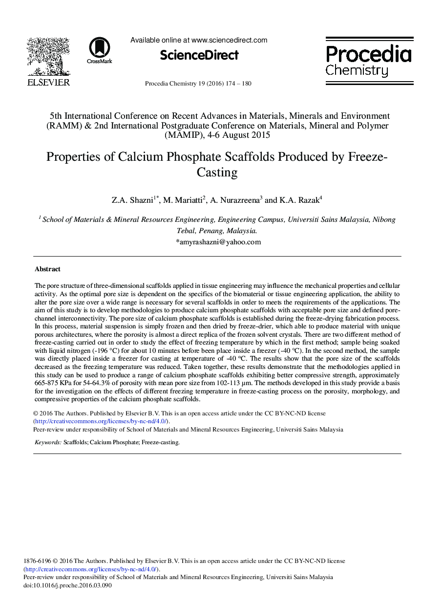 Properties of Calcium Phosphate Scaffolds Produced by Freeze-Casting 