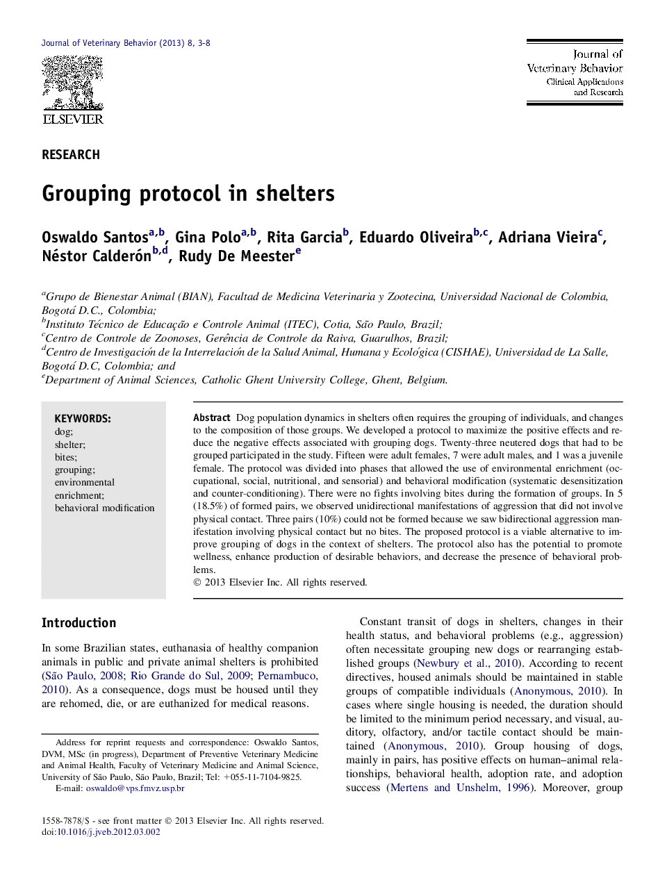 Grouping protocol in shelters