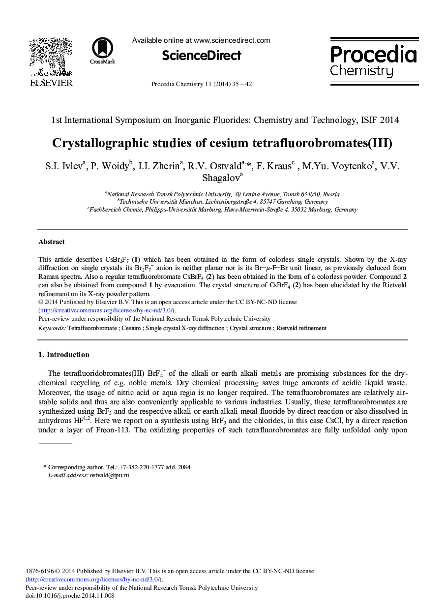 Crystallographic Studies of Cesium Tetrafluorobromates(III) 