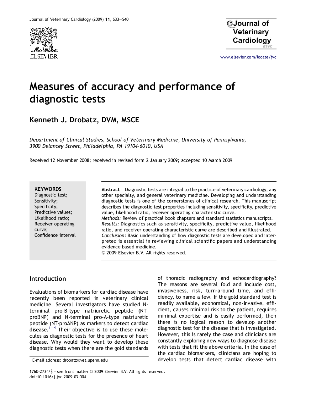 Measures of accuracy and performance of diagnostic tests