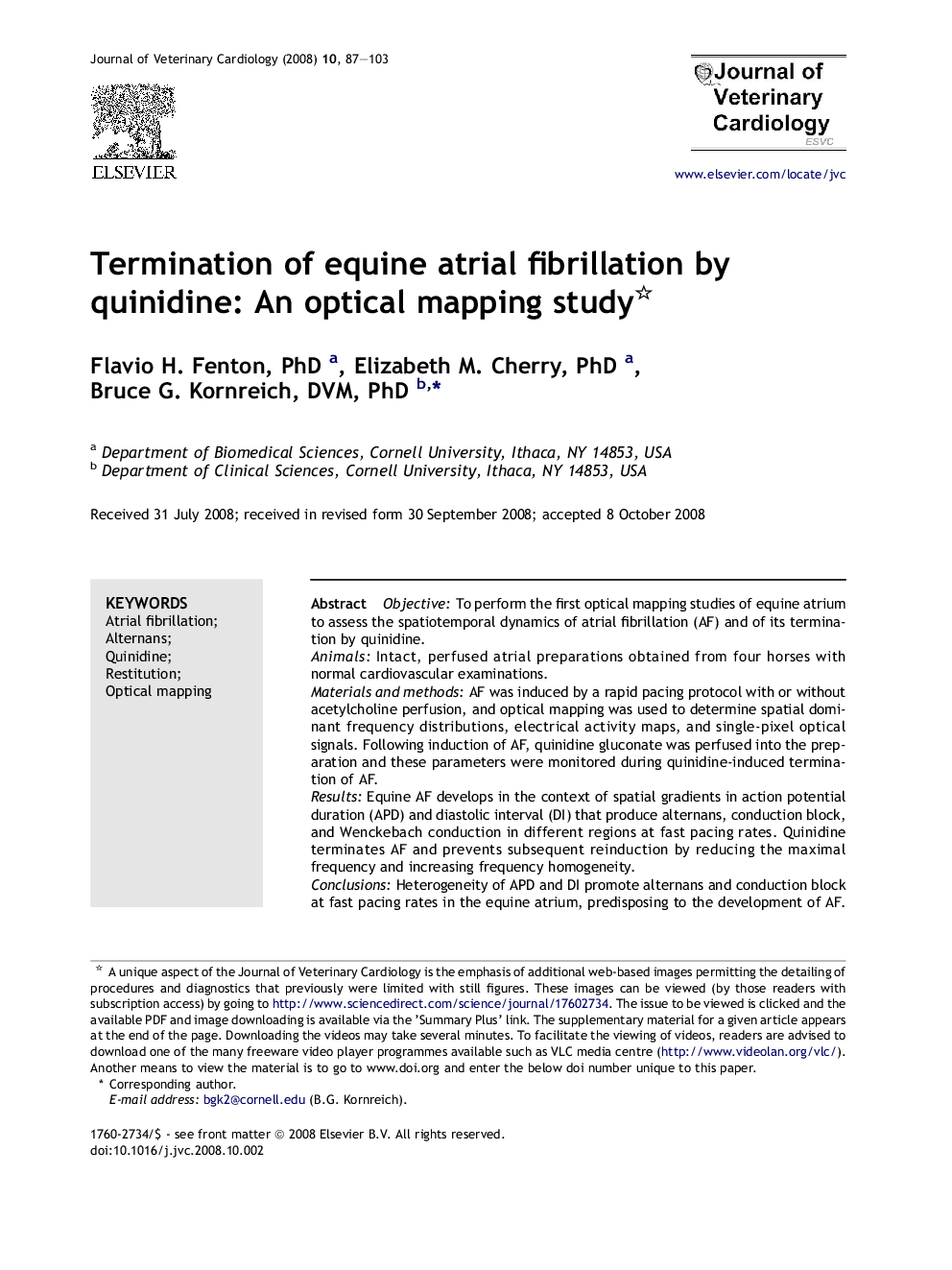 Termination of equine atrial fibrillation by quinidine: An optical mapping study 