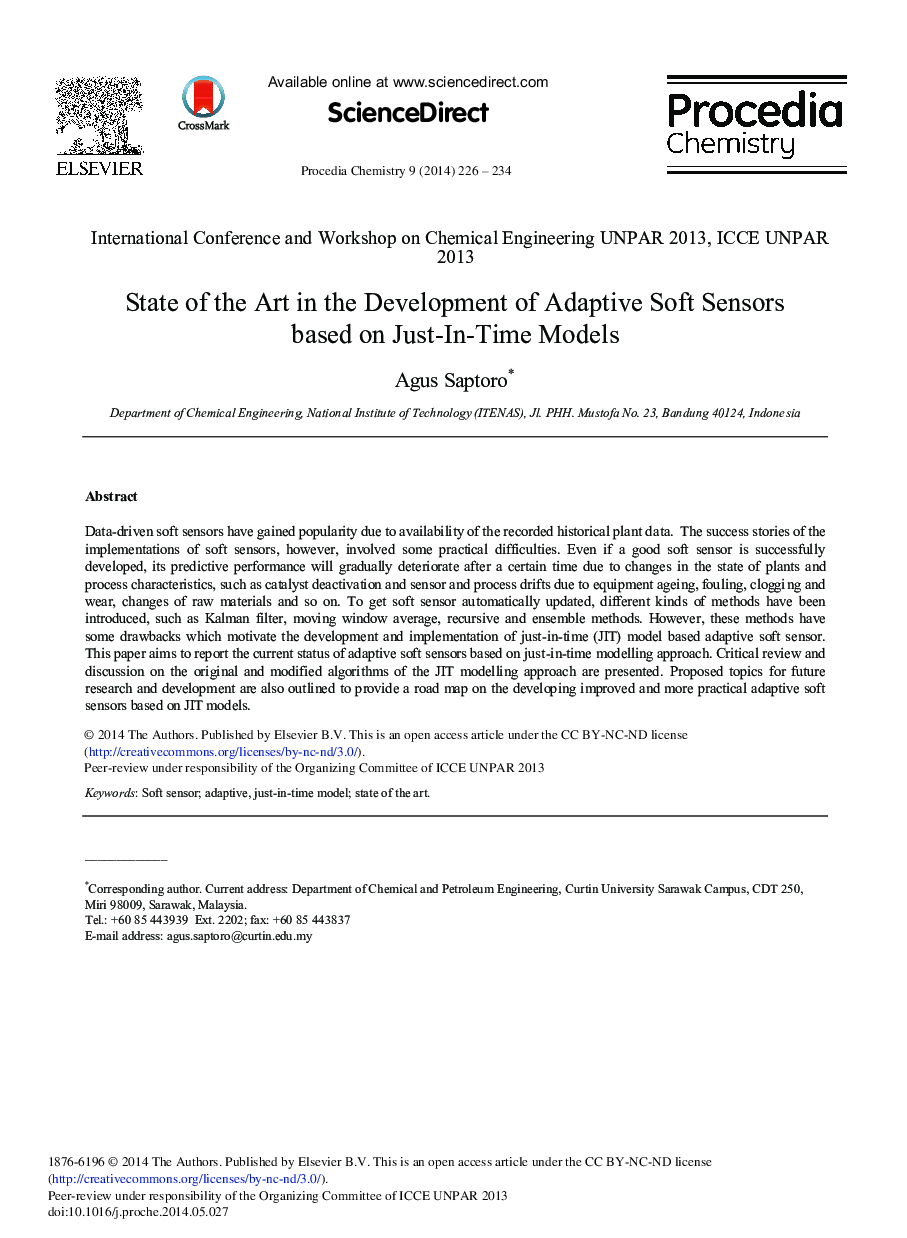 State of the Art in the Development of Adaptive Soft Sensors based on Just-in-Time Models 