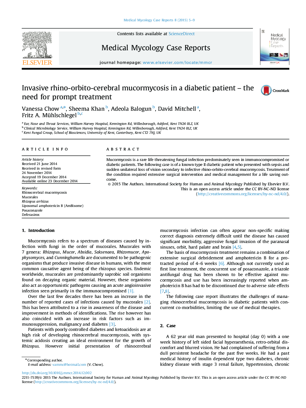 Invasive rhino-orbito-cerebral mucormycosis in a diabetic patient – the need for prompt treatment