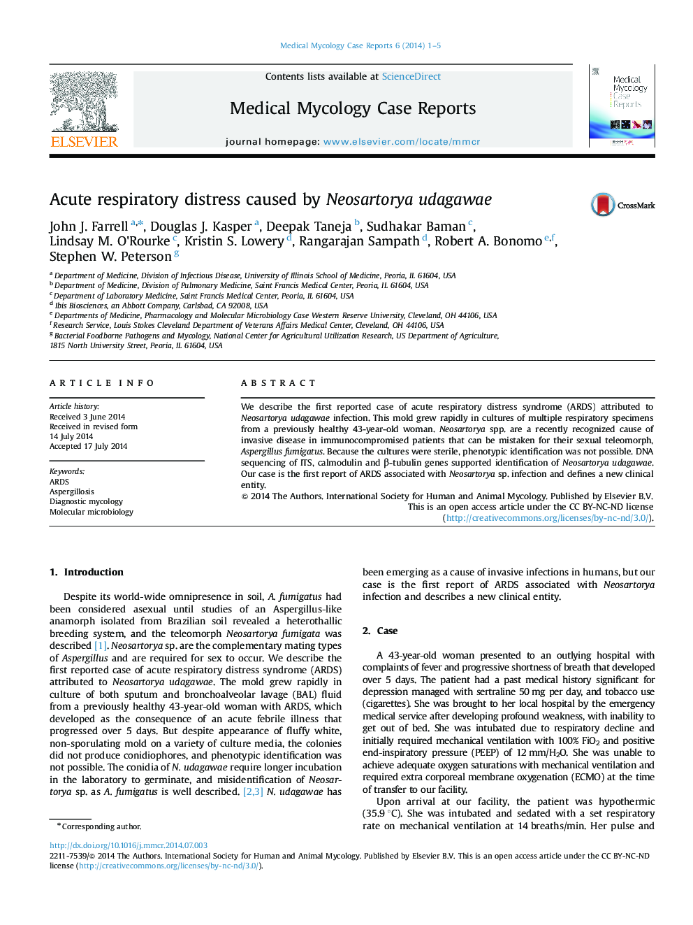 Acute respiratory distress caused by Neosartorya udagawae