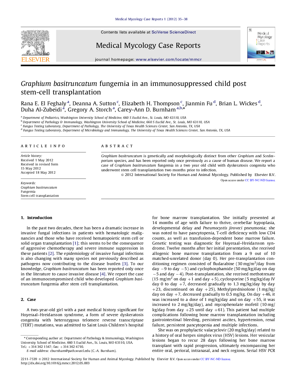 Graphium basitruncatum fungemia in an immunosuppressed child post stem-cell transplantation