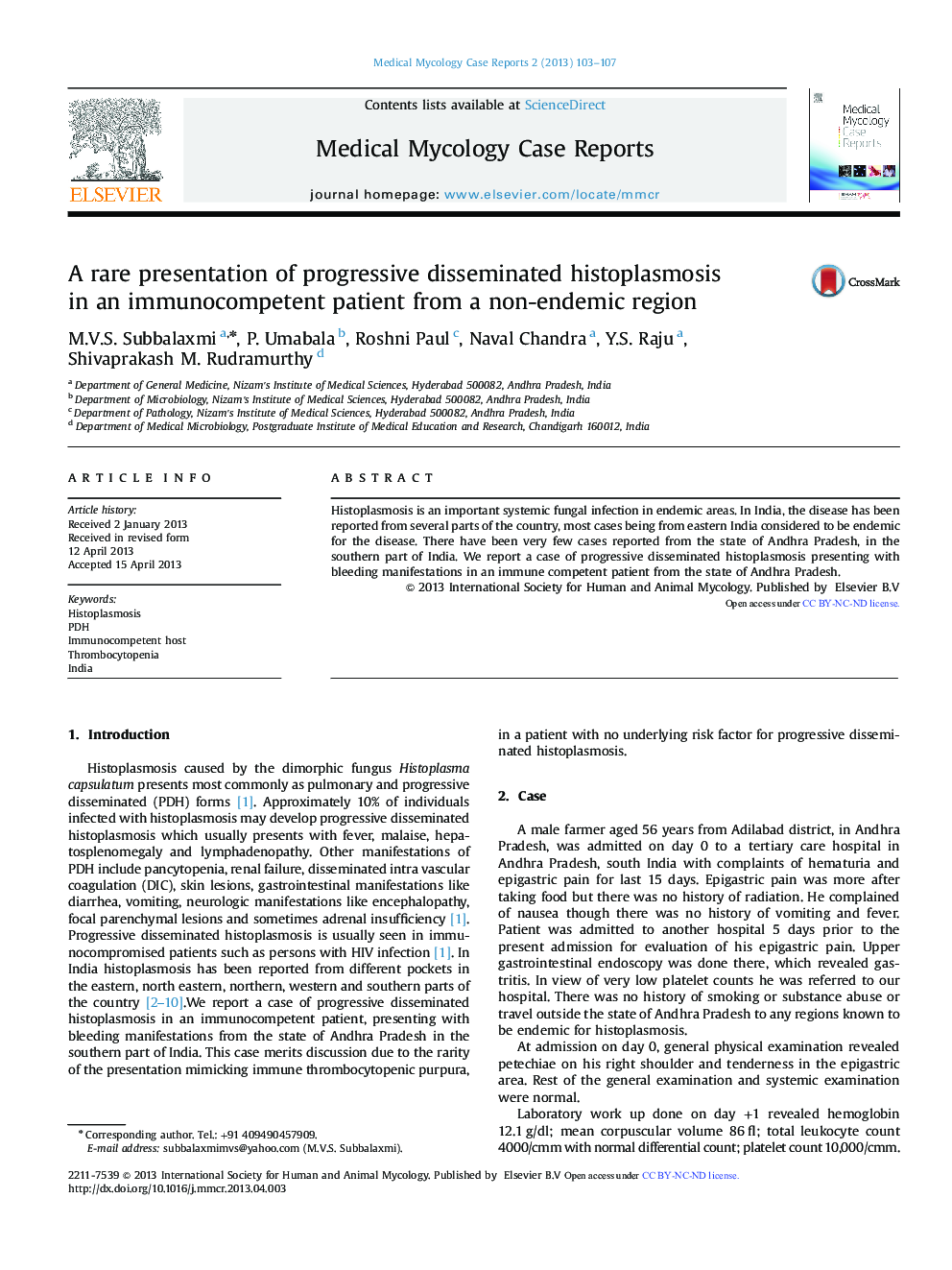 A rare presentation of progressive disseminated histoplasmosis in an immunocompetent patient from a non-endemic region