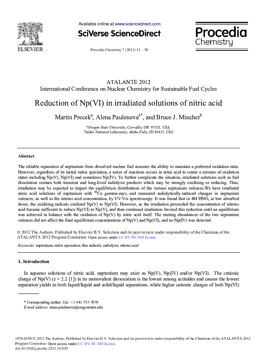 Reduction of Np(VI) in Irradiated Solutions of Nitric Acid 