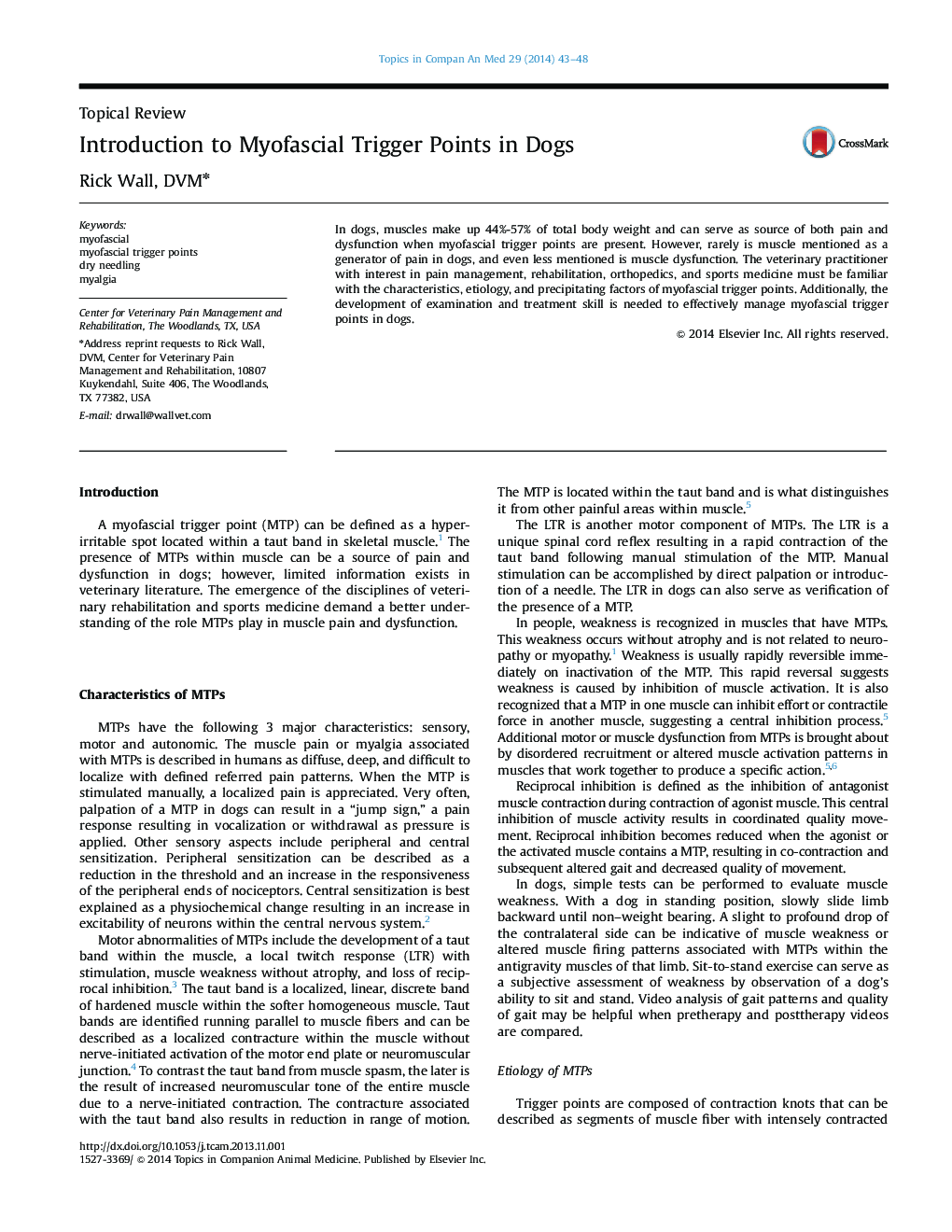 Introduction to Myofascial Trigger Points in Dogs