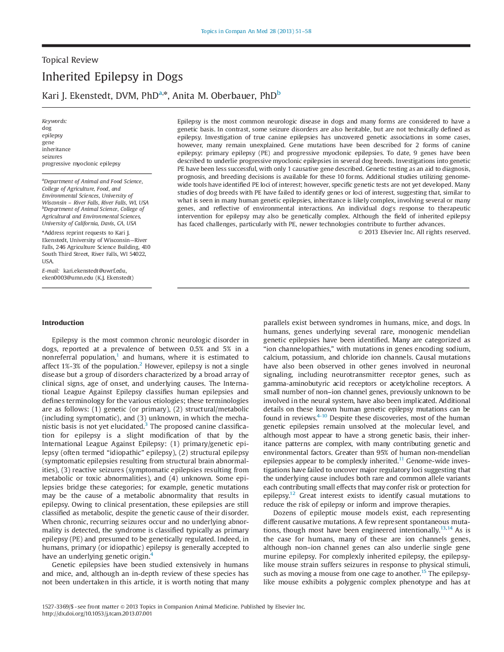 Inherited Epilepsy in Dogs