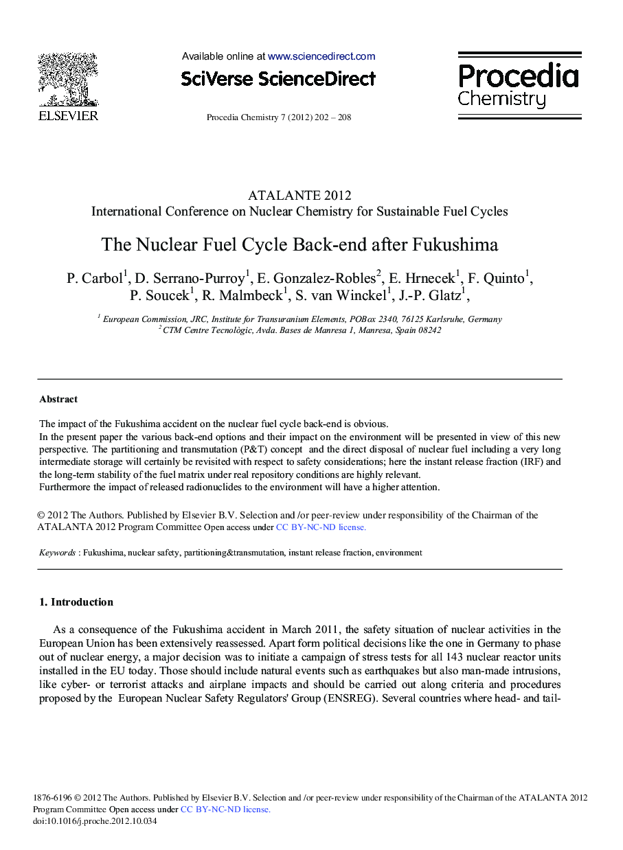 The Nuclear Fuel Cycle Back-End after Fukushima 